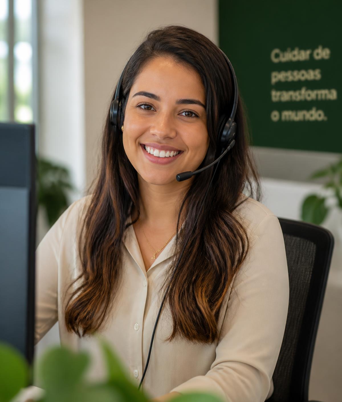 Atendente da equipe pronta para conversar pelo WhatsApp